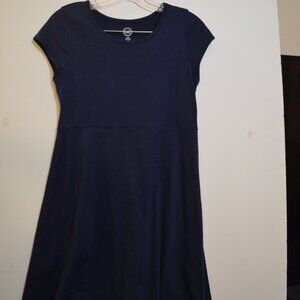 Wonder Nation Navy Blue Short Sleeves Cotton-Polyest. Girls Dress L (10/12) Plus